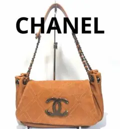 美品 CHANEL シャネル レザーチェーンショルダー キャメル ココマーク