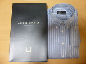 ダンヒル dunhill/ALFREDDUNHILL◆阪急百貨店オーダーメイド◆ワイシャツ◆ブルーストライプ◆首回り41.5