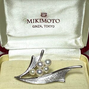 ☆【KJC】MIKIMOTO ミキモト　SVシルバー　あこや真珠/アコヤパール　ブローチ　本真珠