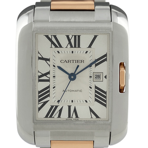 カルティエ CARTIER タンクアングレーズ MM W5310007 腕時計 SS PG 自動巻き シルバー ユニセックス 【中古】