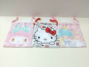 限定 Sanrio OUTLET キンチャク タグ付き セット 2019年 ハローキティ マイメロディ リトルツインスターズ サンリオ