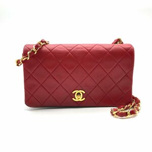 1円 良品 CHANEL シャネル ココマーク ターンロック ミニ マトラッセ チェーン ショルダー バッグ レッド a4315