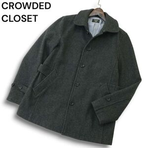 CROWDED CLOSET メンズビギ 秋冬 メルトン ウール★ シングル コート Sz.3　メンズ　A4T12250_B#N