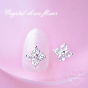 crystal clover flower clear x silver