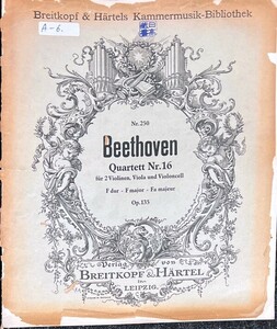 ベートーヴェン Quartett Nr.16 Op.135 (2ヴァイオリン+ヴィオラ+チェロ)輸入楽譜 Beethoven 洋書/弦楽四重奏