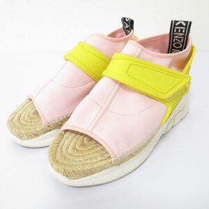 良品 KENZO ケンゾー K-lastic Espadrille ベルクロ エスパドリーユ 厚底 スポーツサンダル スニーカー 37 約23.5cm ピンク系 ◆