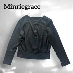 Minriegrace【9】黒　ボタン　ウールニット　ブラウス　カーディガン