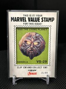 【99枚限定】 2022 Fleer Ultra Avengers Marvel Value Stamps #VS-29 Ego The Living Planet 15/99