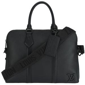 LOUIS VUITTON ルイヴィトン アエログラム テイクオフブリーフケース M59159 ブラック 黒 レザー LVロゴ ビジネス 2way ショルダー 中古