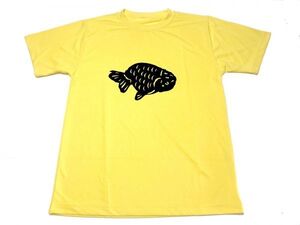 イエロー　らんちゅう 切り絵 ドライ Tシャツ 金魚 グッズ 黄色