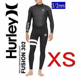 特価【サイズXS】HURLEY ハーレー FUSION 3/2mm バックジップ　2023　メンズ BLACK　フルスーツ　ウェットスーツ■US-XSサイズ