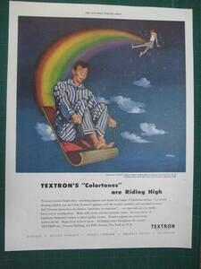 i即決【mid-century advertising/LIFE/POST/広告232】TEXTRON/テキストロン/パジャマ/シャツ/1949年/ミッドセンチュリー/アメリカ