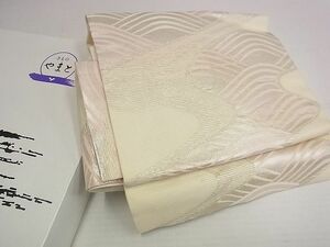 平和屋-こころ店■夏物　つけ帯　立波文　共箱付き　正絹　逸品　AAAG9714Awj