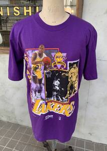 ★デッドストック★90s★LOS ANGELES★LAKERS★ロサンゼルス★レイカーズ★マジックジョンソン★Tシャツ★パープル★NBA★バスケ★メンズ★