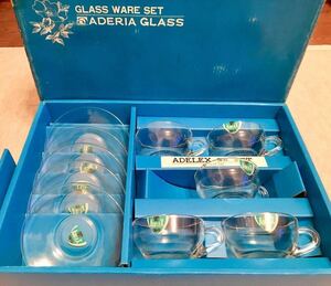 ヴィンテージ ● アデリアグラス 60 カップ&ソーサー 5客セット 昭和レトロ ADERIA GLASS