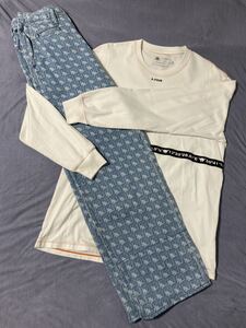 kappa カッパ a.four コラボ ロンt リフレクター L gu コラボ 総ロゴ ワイド パンツ S (stussy levi