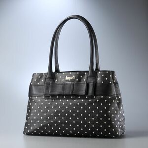 TH5676▲kate spade/ケイトスペード Harrison Elena コーティング トートバッグ/ハンドバッグ ドット 水玉/リボン 手提げ/肩掛け 鞄