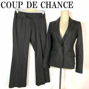 COUP DE CHANCE パンツスーツ グレーストライプ 38 クードシャンス テーラードジャケット セットアップスーツ 上下セット 36 B4249