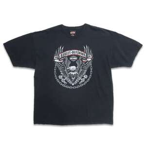 古着 ハーレーダビッドソン HARLEY-DAVIDSON プリントTシャツ 両面プリント ブラック 表記：XL　gd402450n w40430