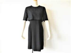 ■新品同様 上質美品【 PIMOVITO】高級 総レース ブラウス ワンピース ブラックフォーマル 喪服 法事 セレモニーワンピース 9号 M o333