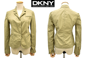 L-2016★超美品★DNKY DONNA KARAN NEW YORK ダナキャランニューヨーク★正規品 通年 ベージュ ストレッチ素材 コットン ジャケット 4 L-XL