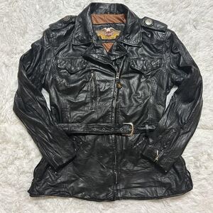 1円～ XL 極上の一品【美品】HARLEY DAVIDSON ハーレーダヴィッドソン ダブルライダースジャケット レザー 黒 ブラック (240825-ss-1y)