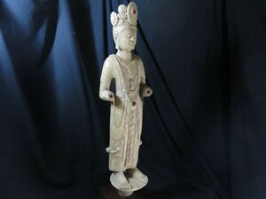 A　白玉菩薩立像　北斉時代 ６世紀　遺跡発掘品　中国　寺院　仏像　石窟寺院　奉納　名品