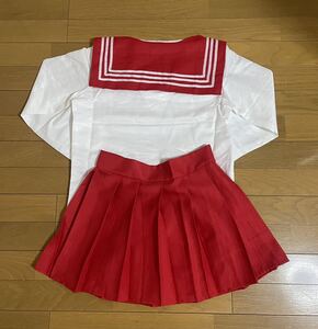 セーラー服 長袖 レッド 制服 学生服 新品 レディースファッション ハローウィン コスプレ衣装 変身