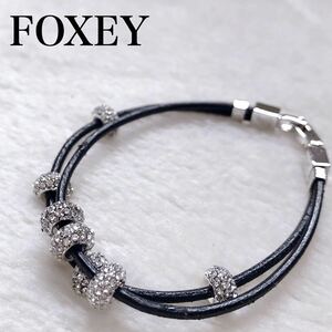 美品 FOXEY フォクシーブティック ブレスレット ラインストーン 2連