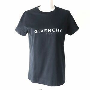 美品★定価83600円 正規品 23SS GIVENCHY ジバンシー BW707Y3Z5W リバース ロゴ スリムTシャツ レディース ブラック 黒 S ポルトガル製