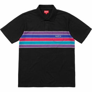 【新品 黒S Chest Stripes Polo】 supreme stripe ストライプポロシャツ rugby labels nike emilio pucci soccer jersey s/s pocket tee