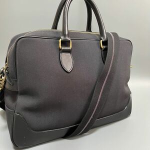 1円 Paul Smith ポールスミス キャンバス×レザー ビジネスバッグ ブリーフケース ショルダーバッグ ブラック ショルダー紐付き 正規品本物