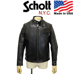 Schott (ショット) 3950099 6061 SINGLE RIDERS LEATHER JKT　シングル ライダース レザージャケット アメリカ製 10(09)BLACK 38