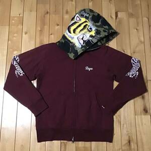 TIGER EMBROIDERY FULL ZIP HOODIE Mサイズ a bathing ape BAPE タイガー パーカー エイプ ベイプ アベイシングエイプ 1st camo i0999