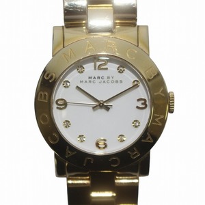 マークバイマークジェイコブス エイミー 腕時計 ウォッチ クォーツ アナログ ラインストーン ロゴ 文字盤白 ゴールド色 MBM3056