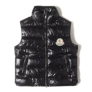 美品 MONCLER モンクレール ベスト サイズ:2 Awake NY バック コラボ ロゴ デカワッペン ダウンベスト (PARKER GILET) / GENIUS ブラック