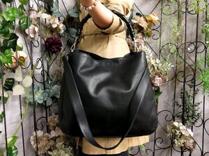 ●超美品●GUCCI グッチ●バンブー●カーフ レザー 本革●2way ハンド トート バッグ●黒●SV金具●斜め掛け●A4 収納 かばん●Js53360