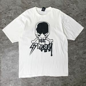 00s Old Stussy × KOSTAS ステューシー 限定コラボ スカルボーンTシャツ 80s 90s ビンテージ ホワイト 白 L