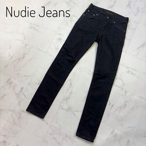 Nudie Jeans TILTED TOR スキニーデニム　27 黒　オーガニックコットン TILTED TOR BLACK SPARKLES ボタンフライ