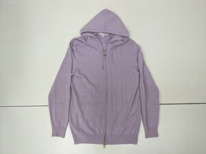 4．カシミヤ100 ユナイテッドアローズ green label ジップアップ パーカー ブルゾン Cashmere カシミア レディースM 薄紫 x209