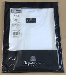 Aquascutum 半袖 丸首シャツ 日本製 スーピマ綿100％　LL　アクアスキュータム