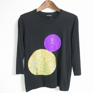 #anc トリココムデギャルソン tricot COMME des GARCONS Tシャツ カットソー S 黒 紫 リバーシブルスパンコール 長袖 レディース [655999]