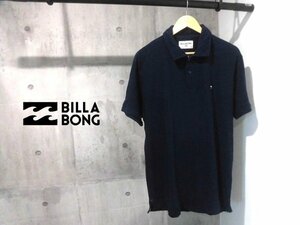 BILLABONG ビラボン ロゴ刺繍 パイル ポロシャツ XL/半袖シャツ/紺 ネイビー/メンズ/AI011-Z17/サーフ サーフィン