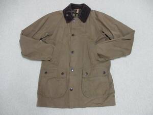 美品 Barbour BEAMS ノンオイル ビンテージ加工 ハンティングジャケット 36 S バブアー BEDALE SL ビデイル ピーチドスキン セージ