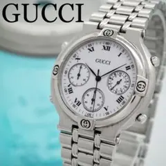 692【美品】GUCCI グッチ時計　9300 ホワイト　クロノグラフ　希少