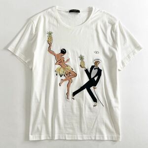 Ff21 〈美品〉 VALENTINO ヴァレンティノ イタリア製 半袖Tシャツ トップス ロゴ刺繍◎ クルーネック コットン100% L レディース 女性服