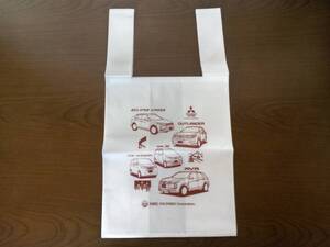 送料無料／未使用品１点／三菱自動車　（ エコバック / 手提げバック / 男女兼用 / 生地薄い ）ホワイト×ブラウン　ノベルティバッグ