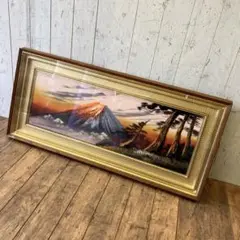 昭和レトロ 赤富士 富士山 風景画 油絵 油彩画 立体絵 絵画 インテリア 飾り