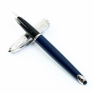 WATERMAN ウォーターマン 万年筆 カレンデラックス ブルー×シルバーカラー 18K 750 細字 #36763