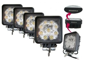 Amilliastyle LED 作業灯 ワークライト 27W 12V 24V兼用 広角 9連 防水 自動車LEDライト 4個セット